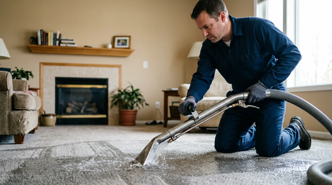 Water damage restoration technician working near Fond Du Lac, WI